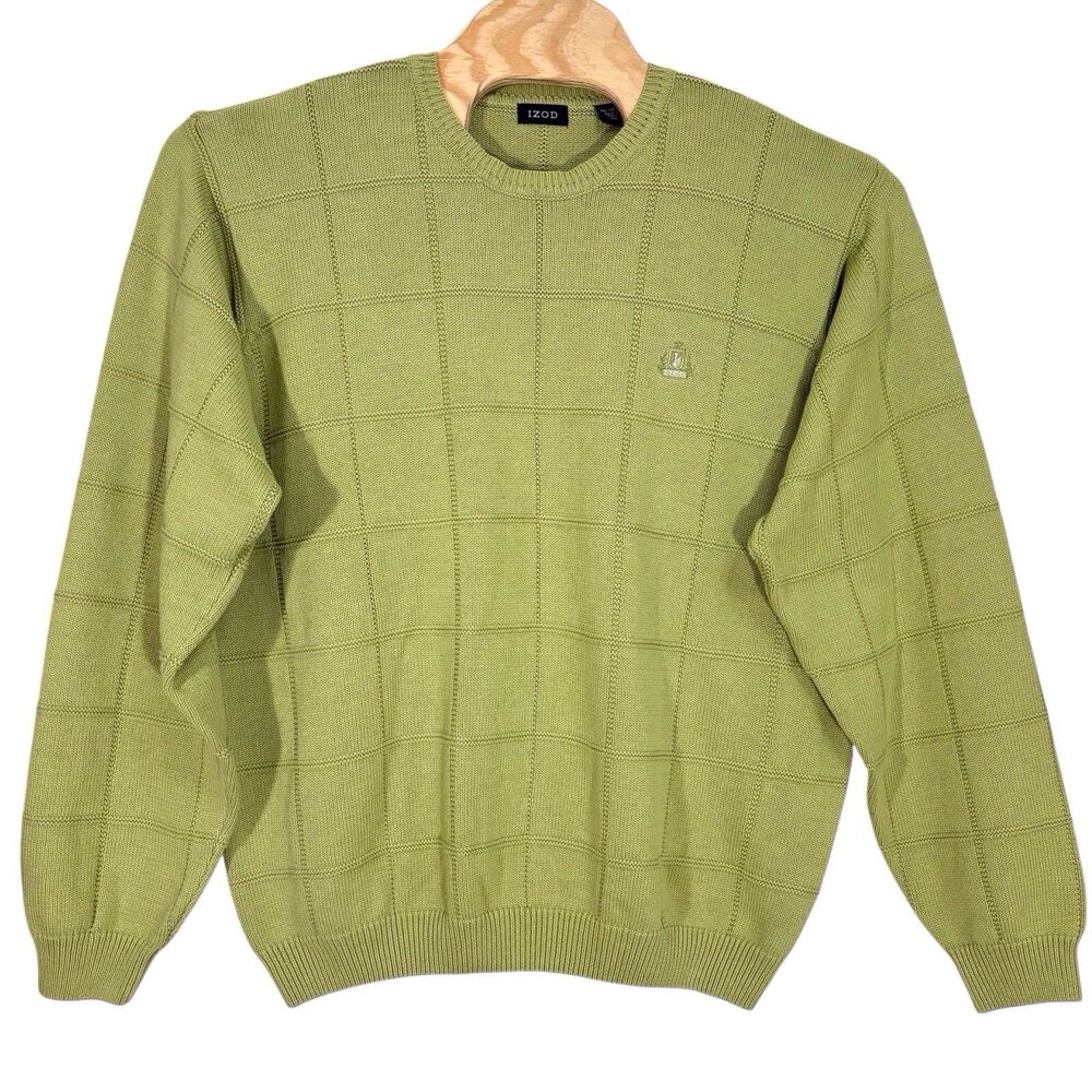 Izod Pullover Cotton Sweater Lime Green Mens XXL Preppy Dadcore Grandpacore